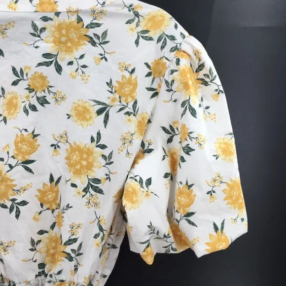 Joie White yellow floral puff sleeve mini dress Azaleia spring summer flirty 10 - Picture 15 of 16